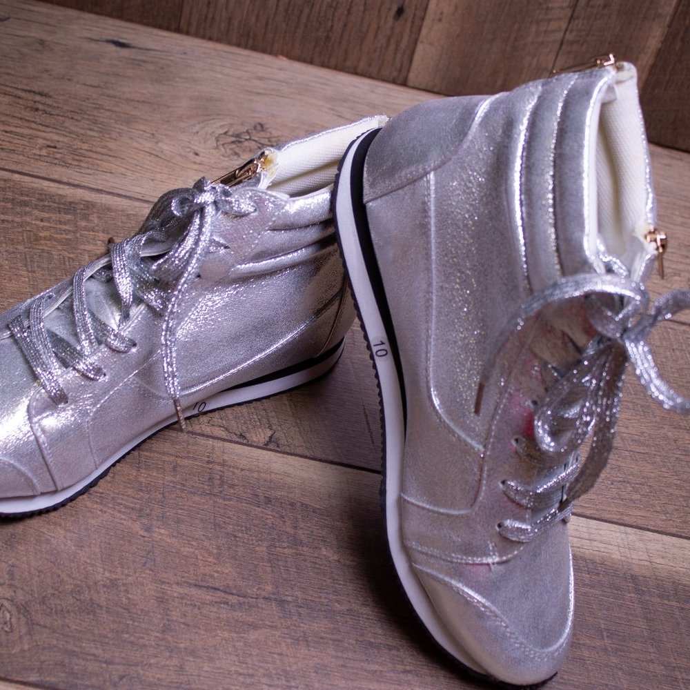 Shimmery Silver Sneakers